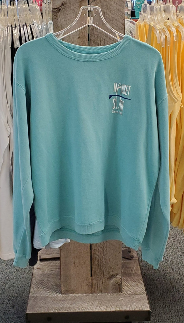 Classic Logo Pigment Dyed Crew Sweatshirt- Blue Logo - Nauset Surf Shop
